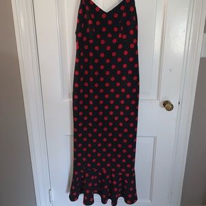 Black and red polka dot dress